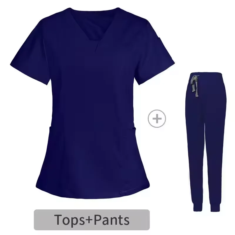 customized woven waterproof spandex Short Sleeve hospital scrub suit tops nursing Scrubs sets medical hospital nurse uniforms