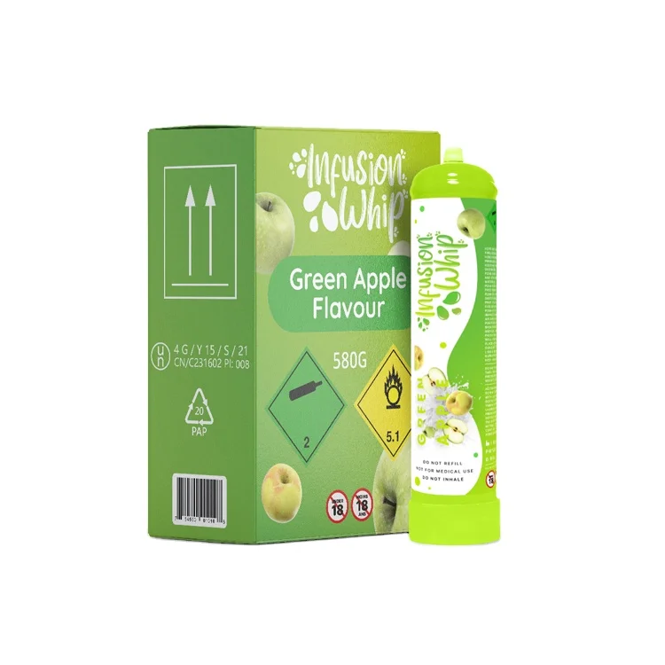 Low Market Price Outstanding Quality 580g Pack Infusion Whip Green Apple Flavor Cream Charger Cylinder