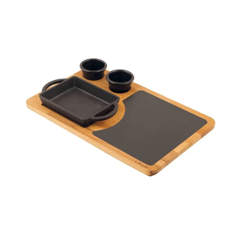 Modern Wooden sizzler  Platter set with bowl for Serving Cheese Pizza