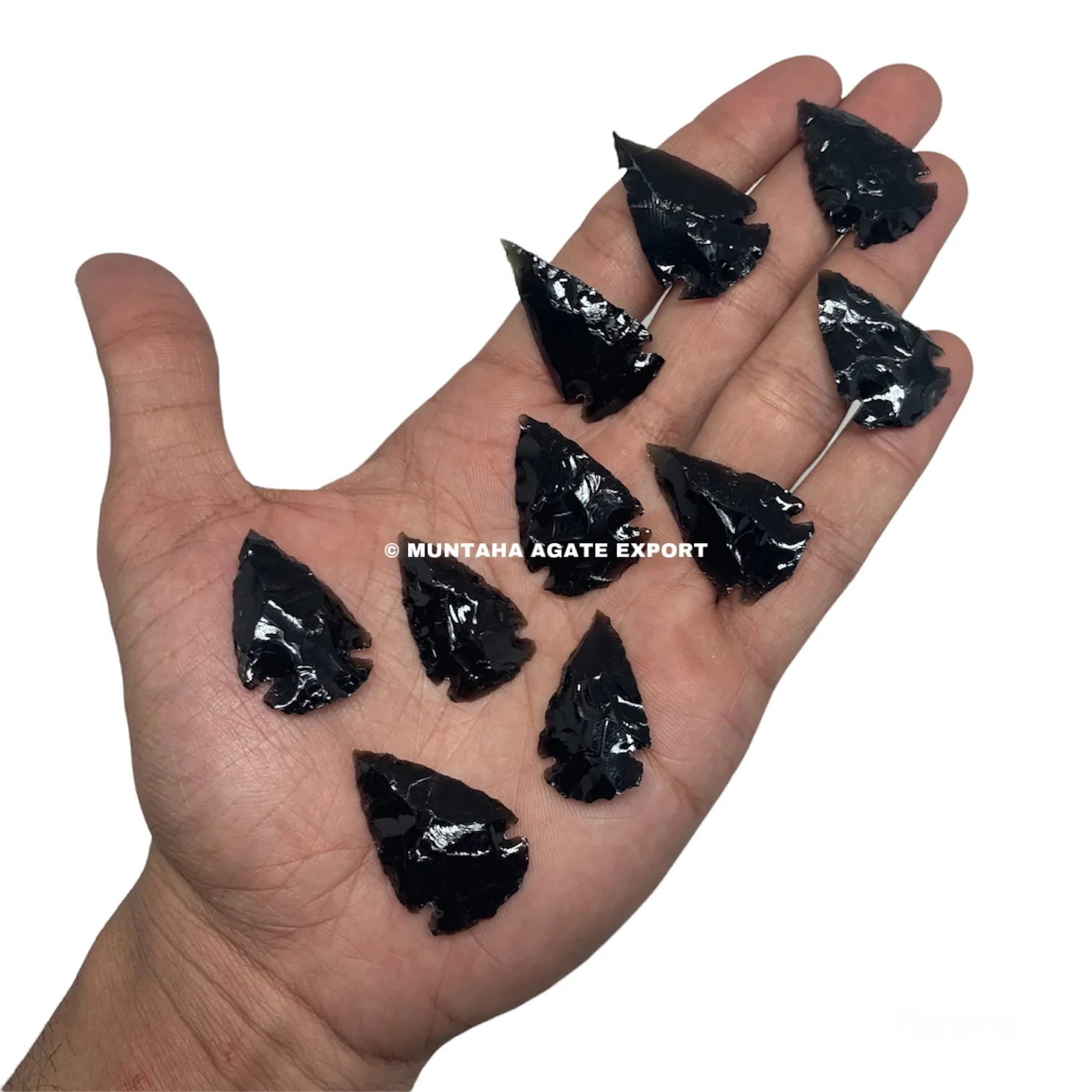 BLACK OBSIDIAN 1-1.5 INCH ARROWHEAD BUY AGATE ARROWHEAD WHOLESALE OBSIDIAN ARROWHEAD FROM MUNTAHA AGATE