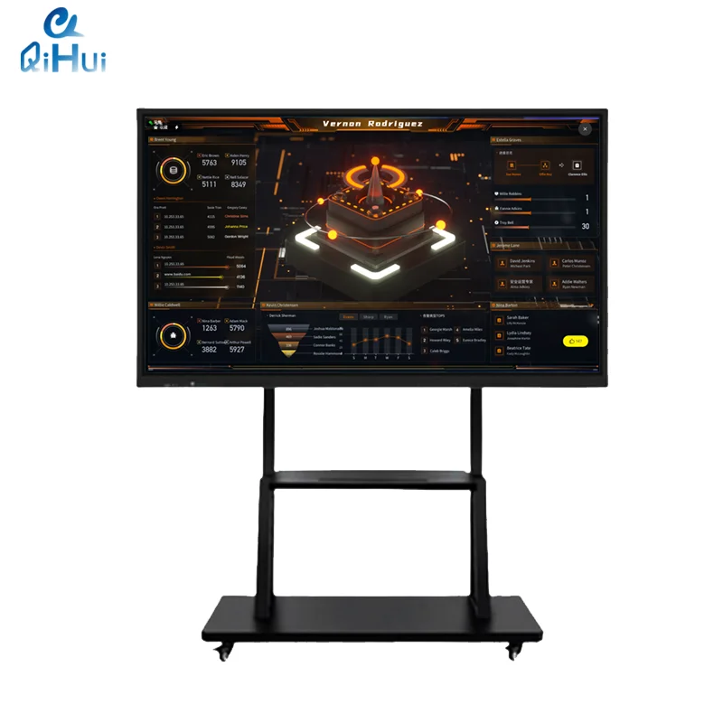 55 65 75 85 Inches 4K Modern Mobile Multi-touch screen LED Display TV Cart TV Floor Stand with Wheels