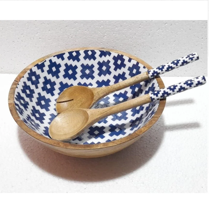 Customized logo Good price acacia wood SALAD bowl shallow salad bowl Wooden Salad Bowl Set with Servers By ZAMZAM IMPEX