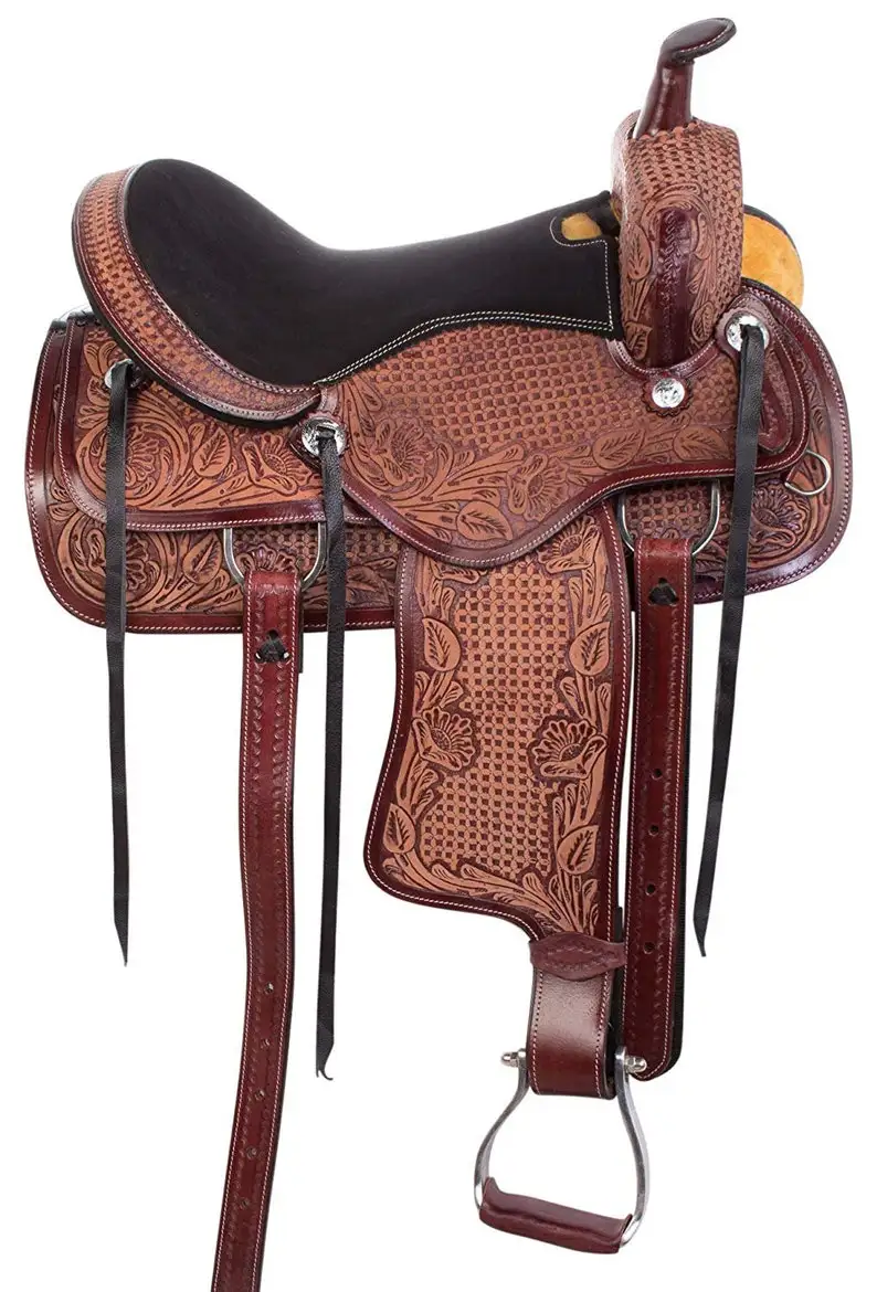 Premium Quality Western leather Horse Saddle With Matching Horse Tack Set Genuine Leather Barrel Saddle English Racing Saddle