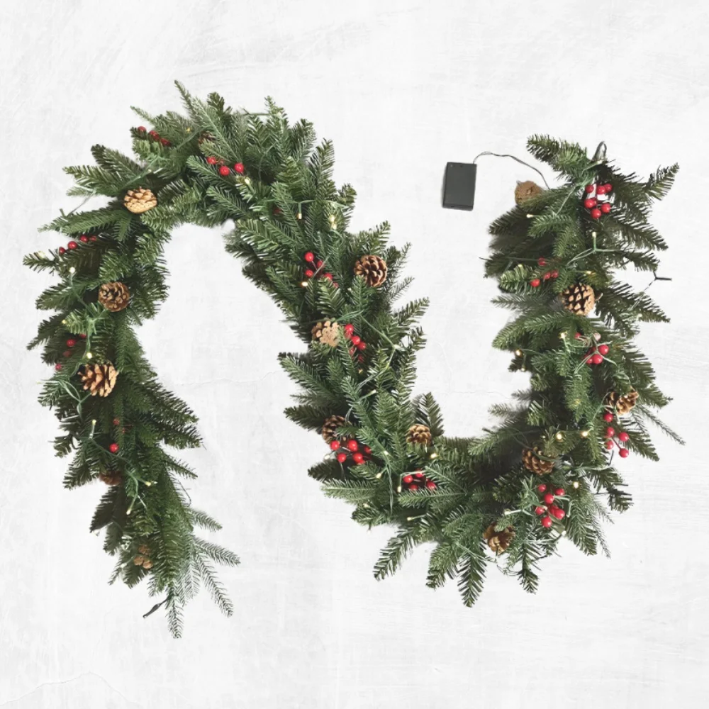 Bespoke simulated Norfolk real looking garland pine tree Christmas vines for home decor with light
