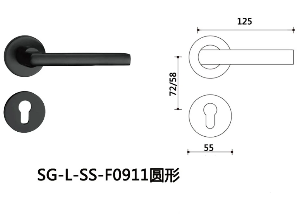 Custom luxury stainless steel handle glass door lock handle for main entry interior wooden door