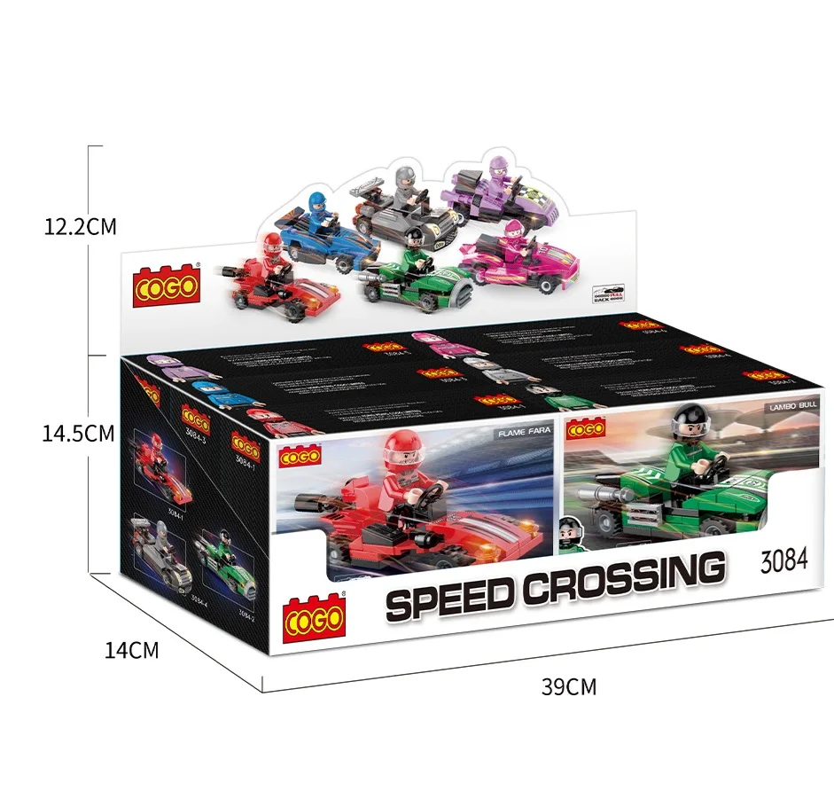 Puzzle building blocks/mini pull-back racing car/6 types of mixed pack/display box