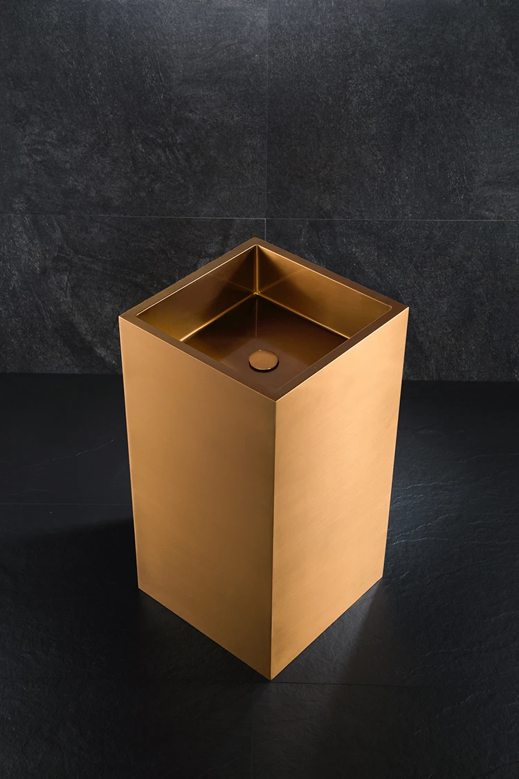 Customized size  Square Solid surface Stainless Steel Pedestal wash basin bathroom sink