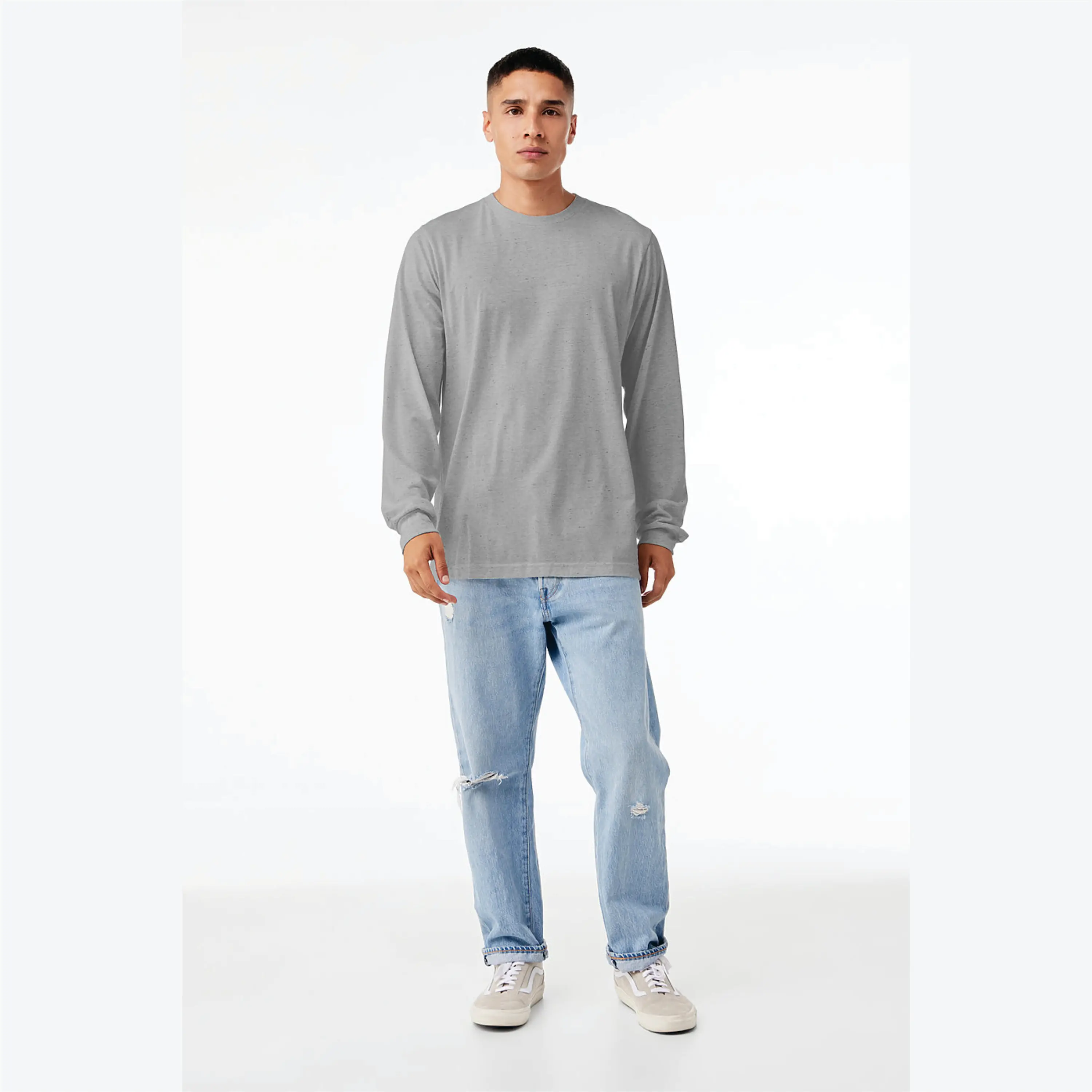 52% Airlume Combed and Ring Spun Cotton 48% Poly 32 Single 4.2 oz Athelatic Unisex Heather CVC Long Sleeve T-Shirt