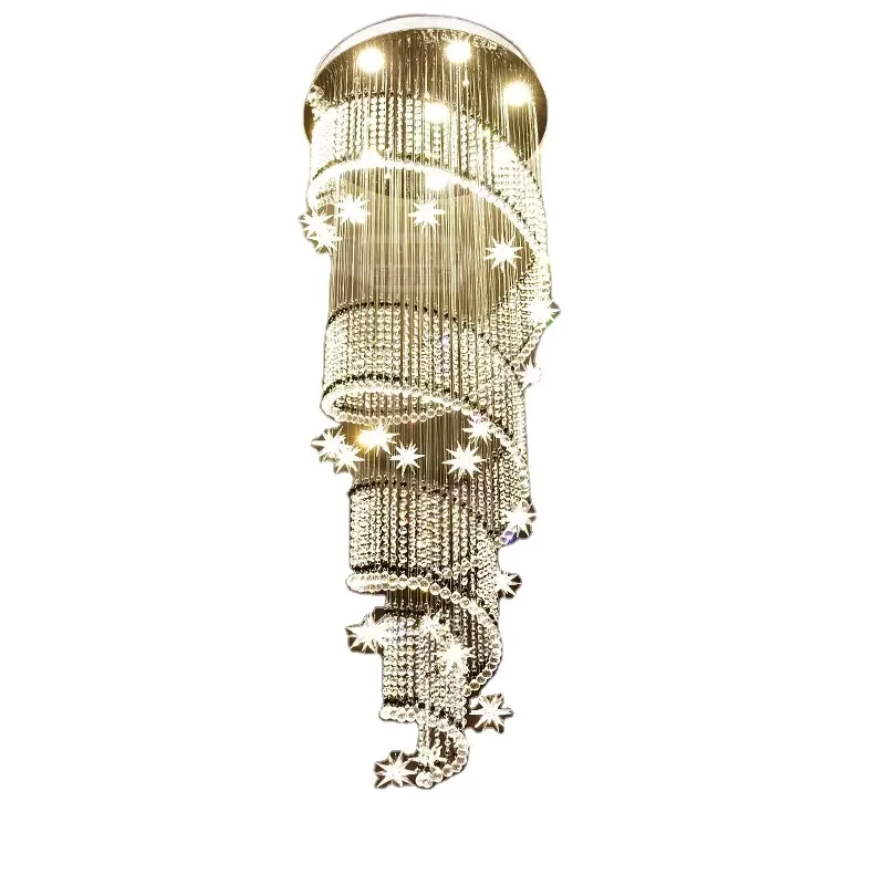 High Class Modern Chandelier Villa Spiral Staircase Loft Apartment Crystal Chandelier Fast Shipment