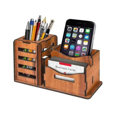 School Decoration Wooden Office Desk Organizer Multi-Functional Stationary Storage At Cheap Price