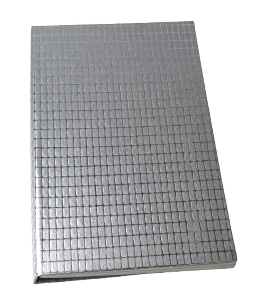 Handmade Recycled Paper Hard Cover Notebook Promotional Metallic Silver Color Check Journal Notebook for Students