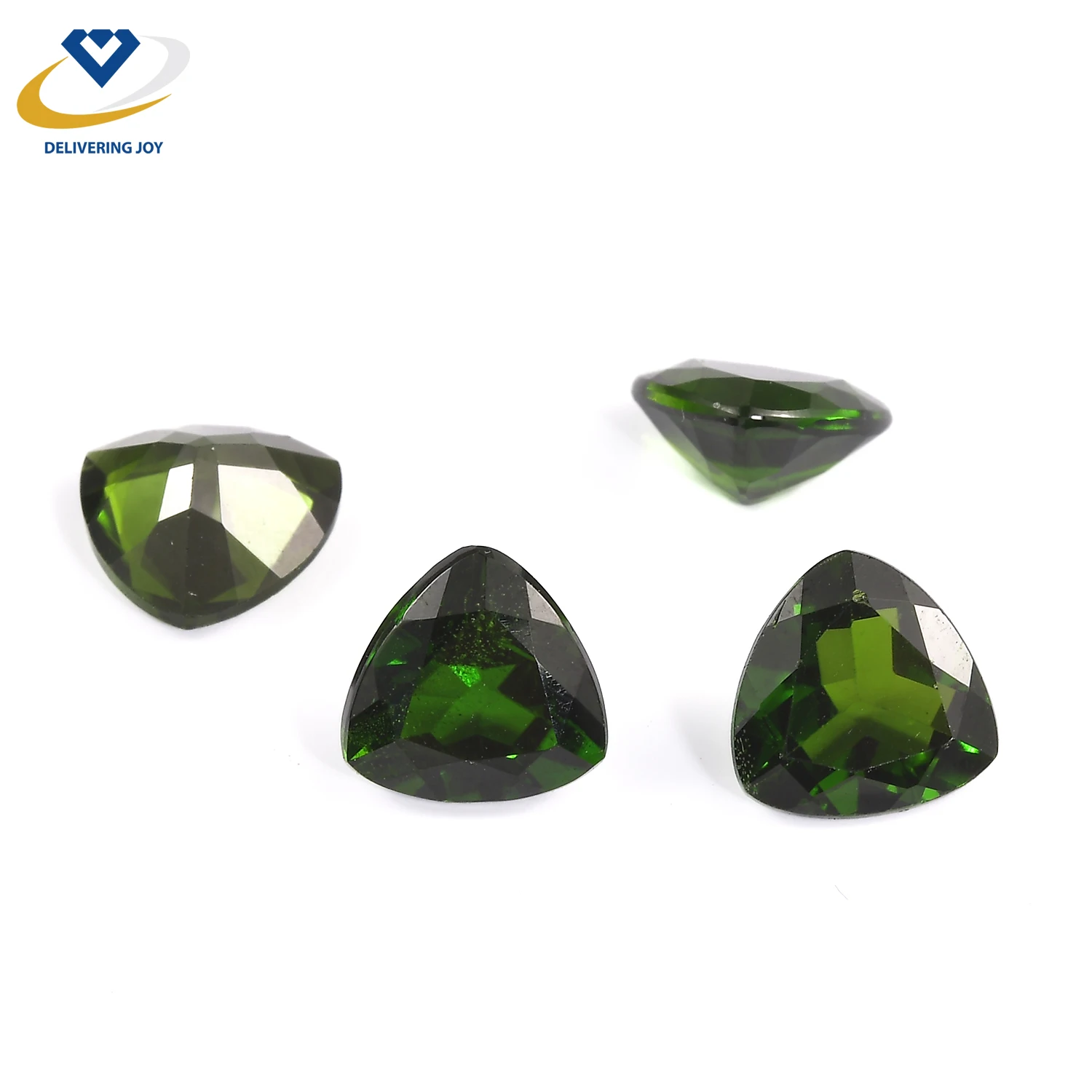 Natural Green Chrome Diopside 8mm Faceted Trillion Cut Calibrated Loose Gemstone Manufacturer At Wholesale Price