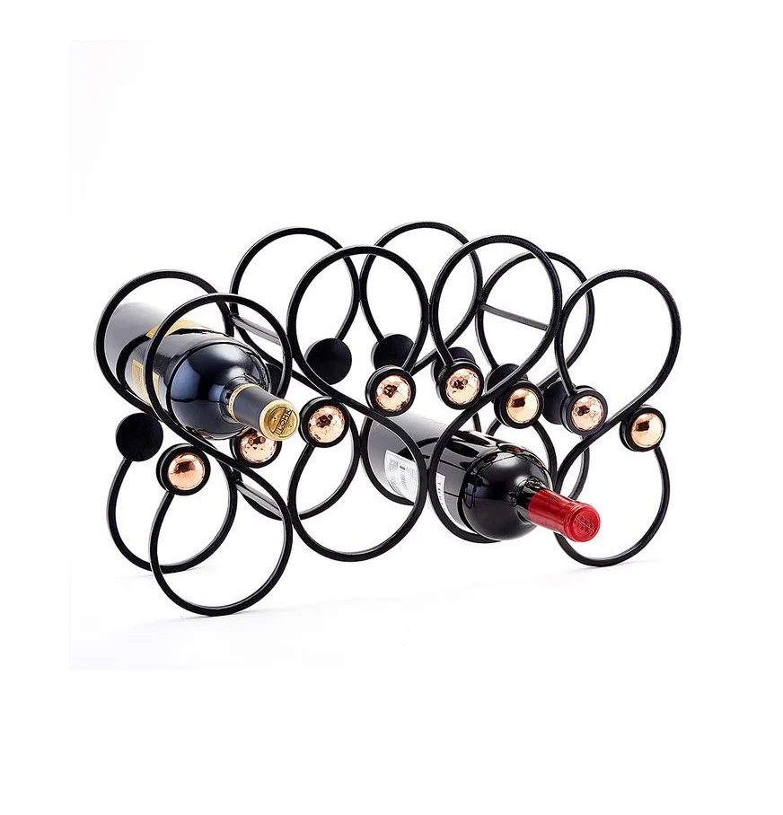 Fancy Design Bar Table Metal Wine Rack Storage Holder Bar Display Stand Decorative 9 Wine Bottles Holder Wholesale Manufacturer