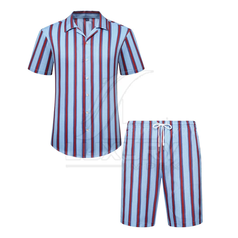 Custom Printed Men Shirt And Short Twin Sets Casual Button Down Beach Wear Short Sleeve twin set