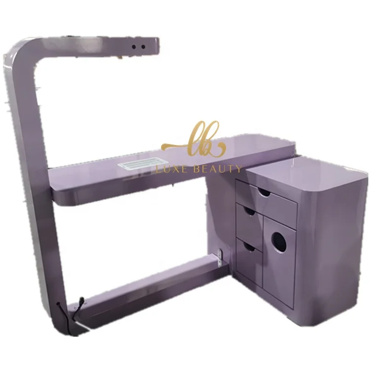 Pink LED nail table beauty salon equipment vacuum professionals nails table and manicure tables with dust collector for nail art