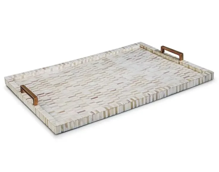 Tray Ramadan Japanese-Style Round Plate Solid Bone Inlay Fruit Bread Tray For Home Use For Tea Cake Fruit Woven