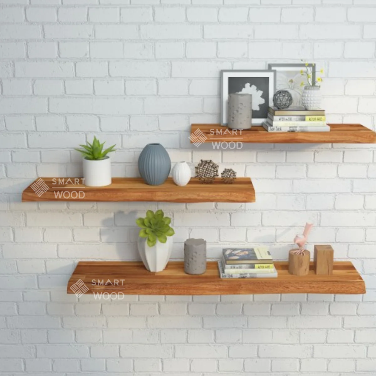 Kitchen Home Decor Acacia finger joint Wood Floating Shelves Wall Mounted  Shelf wall cladding for indoor space