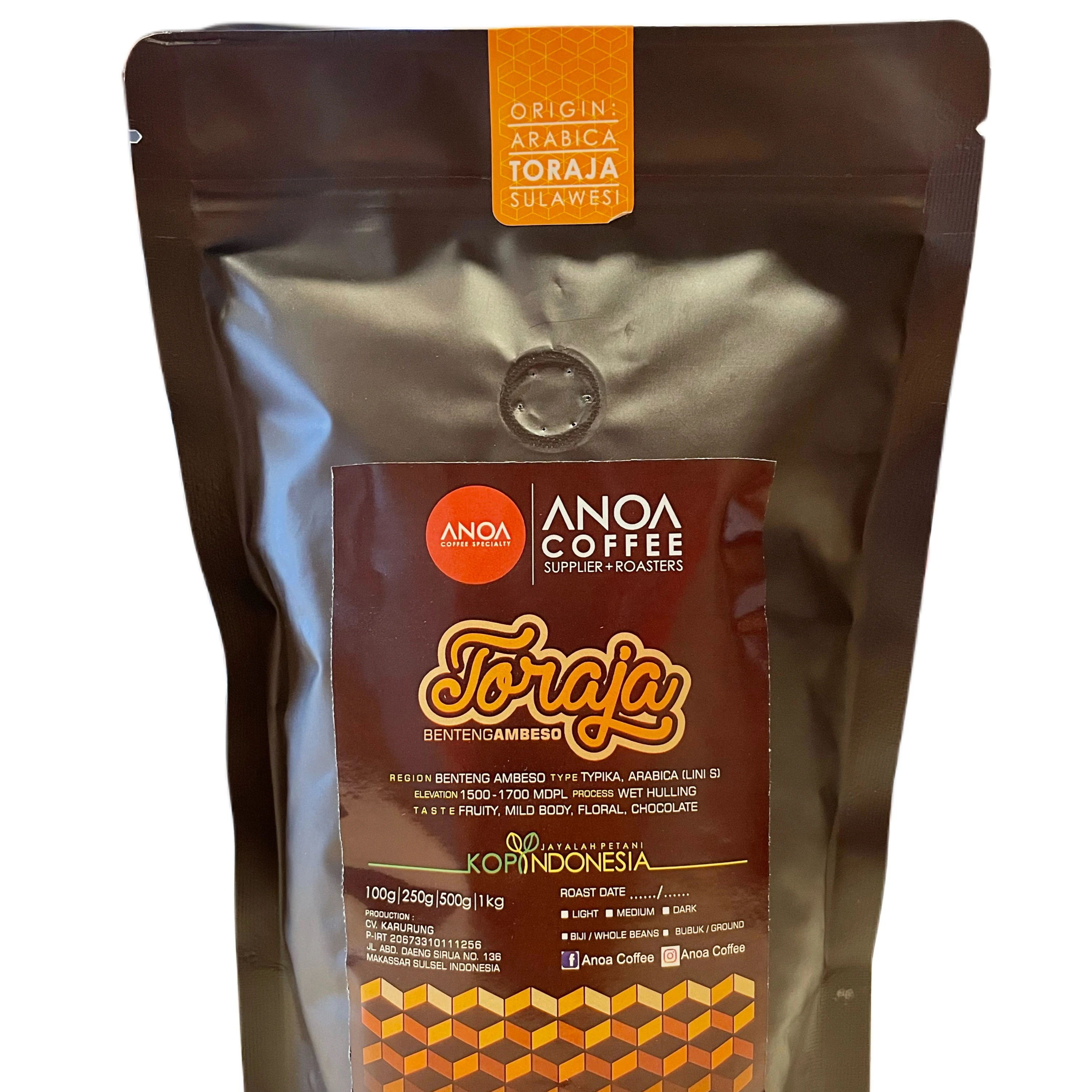 high quality 1 kg Toraja Coffee Beans Arabica  Roasted Coffee Beans - Anoa Coffee