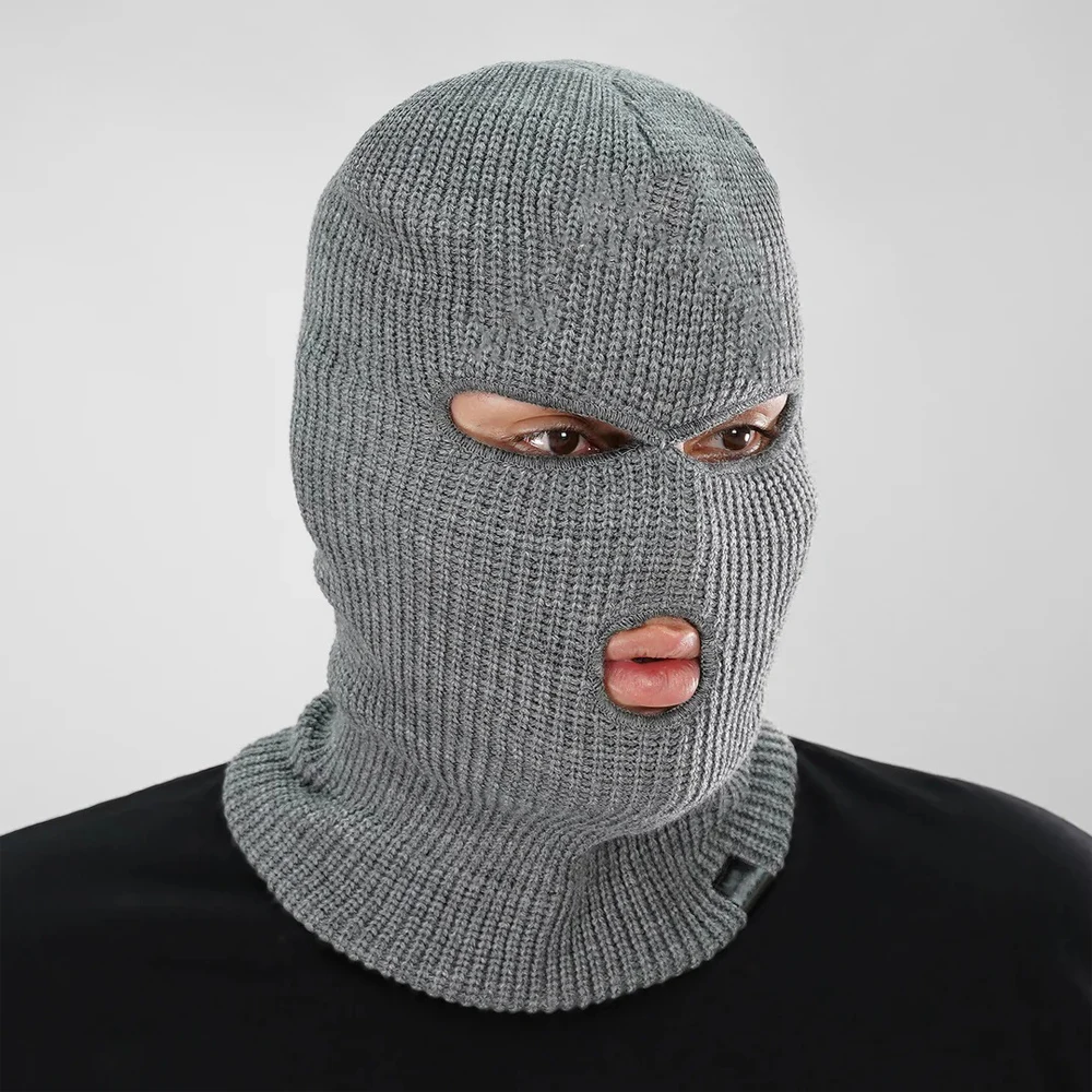 Windproof mens thermal ski  balaclava face one hole winter knitted  beanie accessory for winter adventures