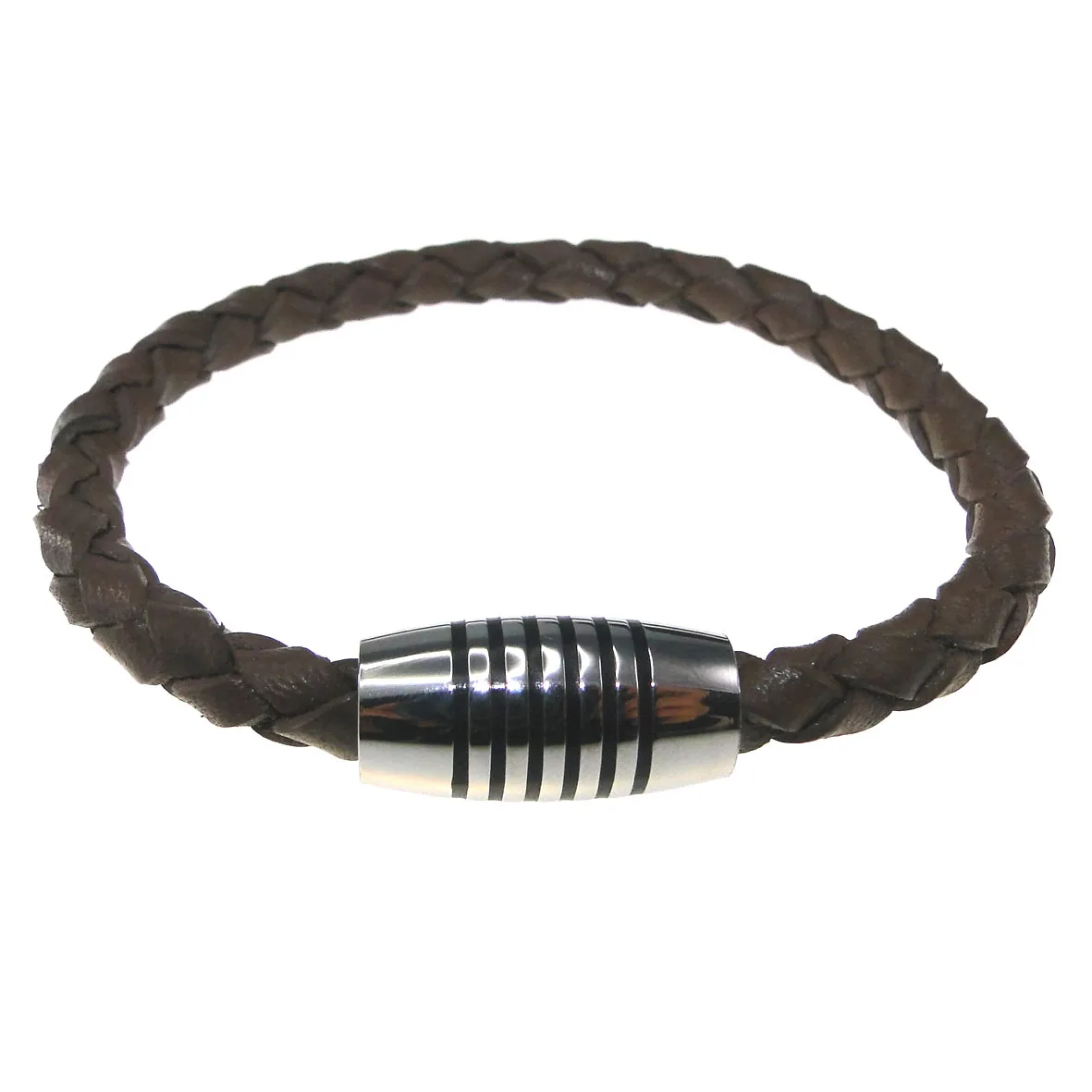 925 Sterling Silver Braid Jewelry Black Leather Bracelet for Man