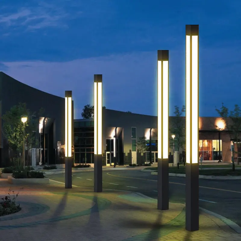 Waterproof Bollard Post Pathway Led Lawn Light  Courtyard Aluninum square Shape Landscape Light