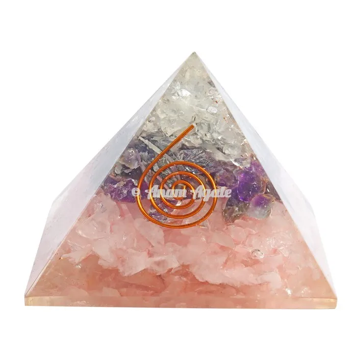 Online Purchase of Feng Shui Healing Orgone Pyramid Carved Agate Gemstone with Carnelian Stone Chips Souvenir Decorative Item