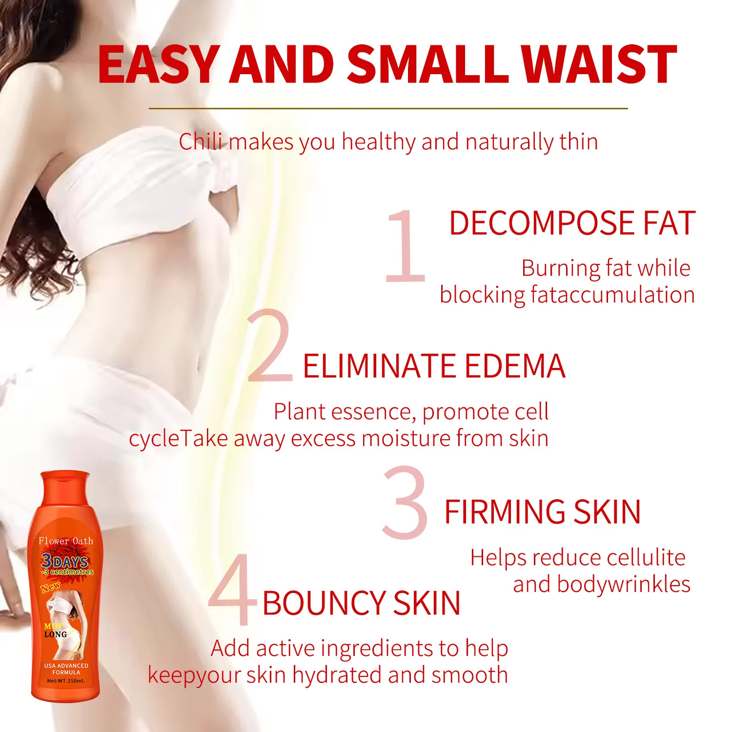 Natural Chili Slim Cream Women Fast 3 Days Slimming Hot Cream Body Shaping Tummy Firming Fat Burning Massage Slimming Cream