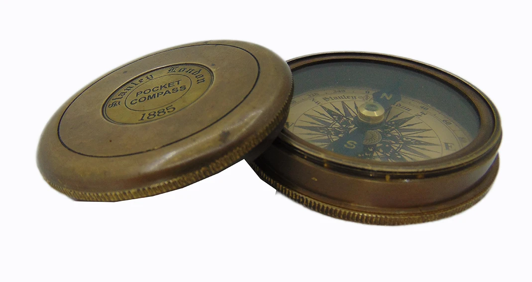 Antique Brass Pocket Compass  Vintage Maritime Navigation Tool and Timeless Collectible