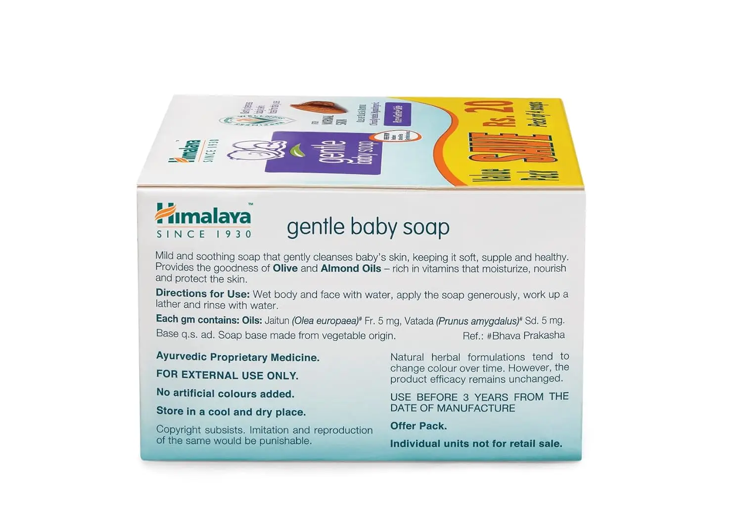 Himalaya Gentle Baby Soap Paraben-Free Natural Body Care for Sensitive Skin