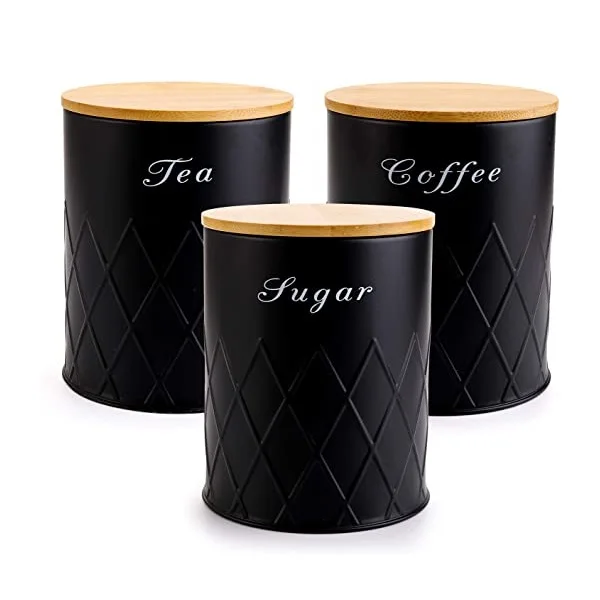 Most Selling Product  Metal Canister Sugar Pot Unique Style  Salt Storage Canister Set of 3 For Wholesale Supplier From India