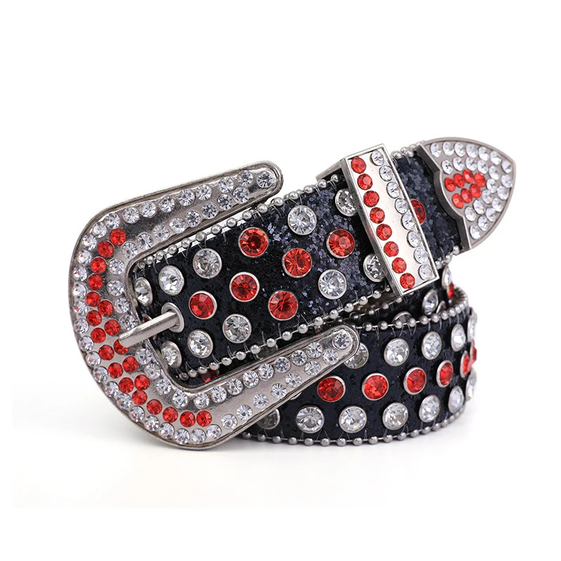 Широкий Модный Блестящий кожаный ремень с блестящими стразами в западном стиле Y2K со стразами для женщин и мужчин
