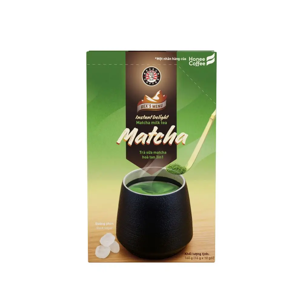 Matcha Milk Tea 3 In1 160 g Per Box - Lover From Vietnam Product of Ban Me Gold Company Ltd.