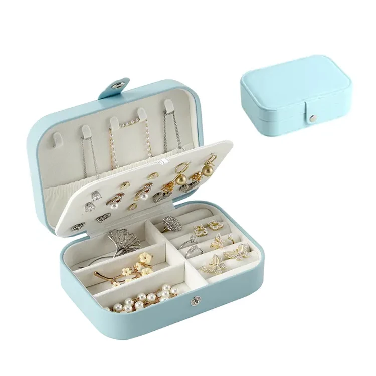 Luxury Mini Leather Pu Rings StorageNecelace Traveler Black Velvet Black CasesBoxes Small Portable Organizer Jewellery