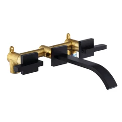 American Style Cold And Hot Basin Faucet Black Double Handle Bathroom Faucet