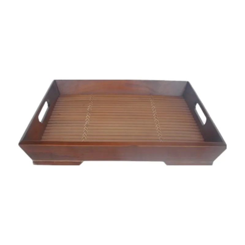 Customizable Bamboo Tray Set with Handles Rectangular Wood Trays for Kitchen Home Use for Food Coffee Table Wholesale Available