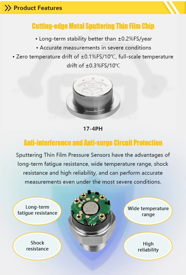0 10 Bar Booster Carrier Sputtered Thin Film Pressure Sensor Transducer Transmitter