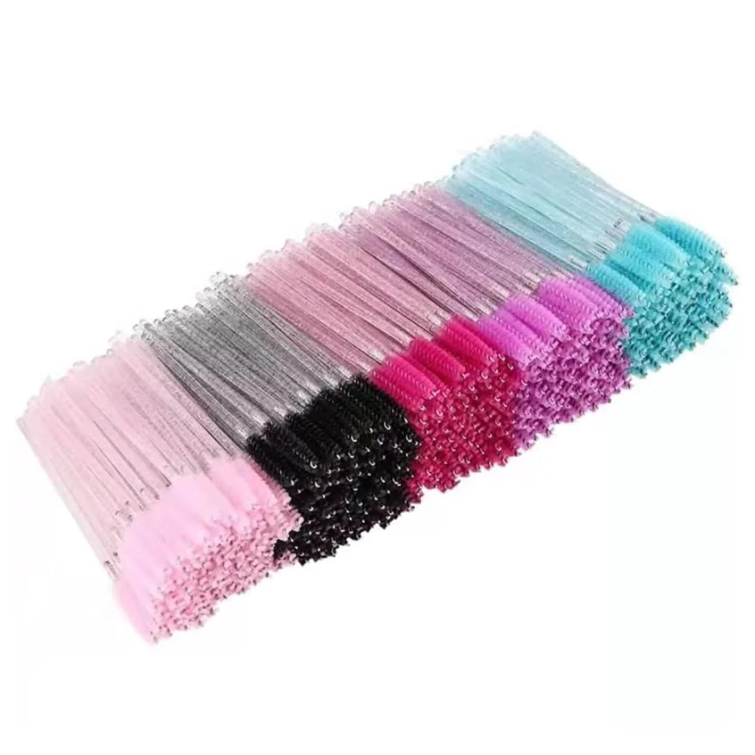 50pcs/pack Wholesale Disposable Glitter handle Eyelash Extensions Mascara Wands Spoolie Brush Eyebrow Makeup Applicator Brush