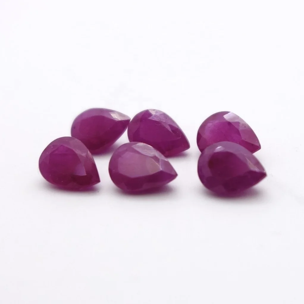 Opaque Natural Indian Ruby Gemstone Faceted Drop Or Pear Shape Translucent Quality All Shapes And Sizes Cut On Custom Orders In