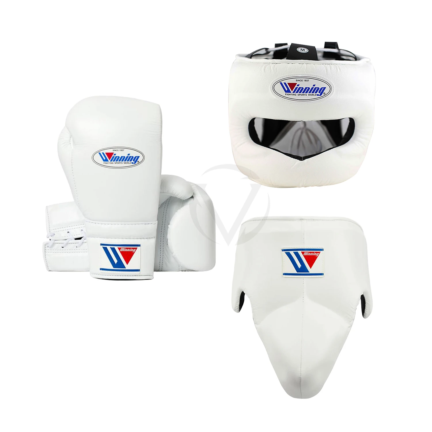 Premium Quality Winning Boxing Set Pro Punching Winning Sparring Set Full Face Head Guard White Winning Protection Cup Set