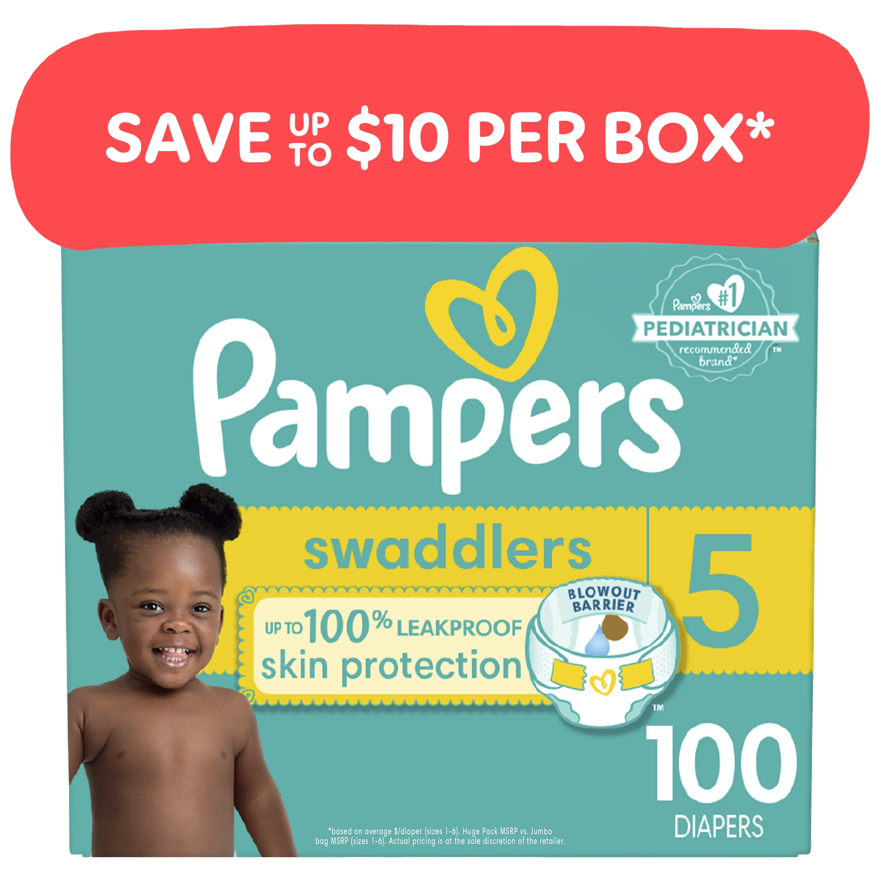 Pampers Swaddlers Baby Diapers Size 5, 100 Count (Select for More Options)