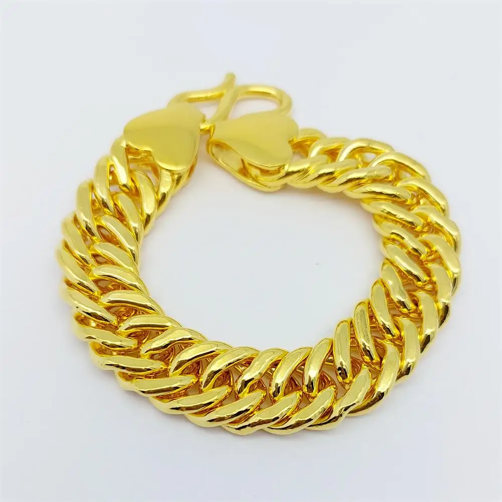 Wholesale Price Fashion Jewelry Men High Quality Silver Gold Filled 16mm Gold Chain 24k Gold Bracelet
