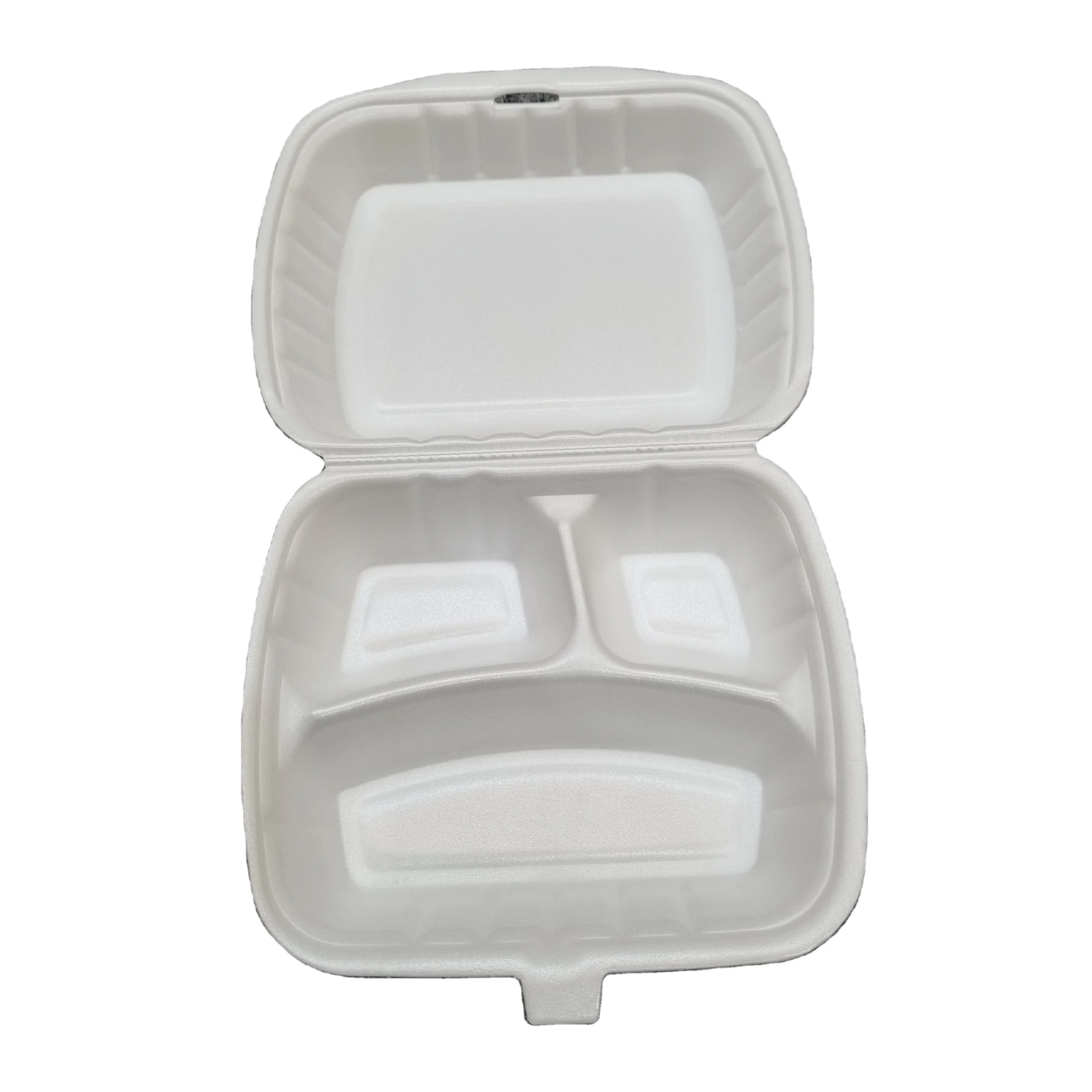 9x9x3 inch three compartments PS foam food container with lid