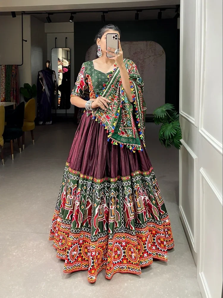 Navratri Chaniya Choli индийские пакистанские взрослые Lehenga шелковые хлопковые вискозы полиэфирные Самые продаваемые