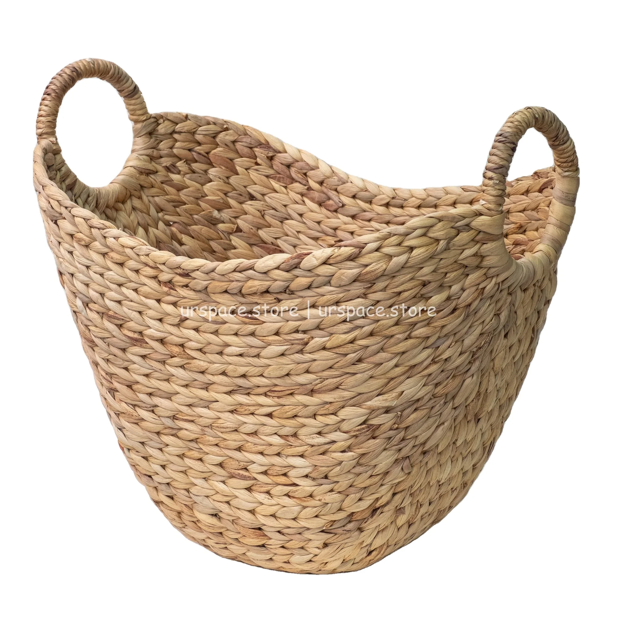 Usage functional quality high eco wicker laundry baskets Unframed Curved Hand-woven Water Hyacinth Storage Basket from Vietnam