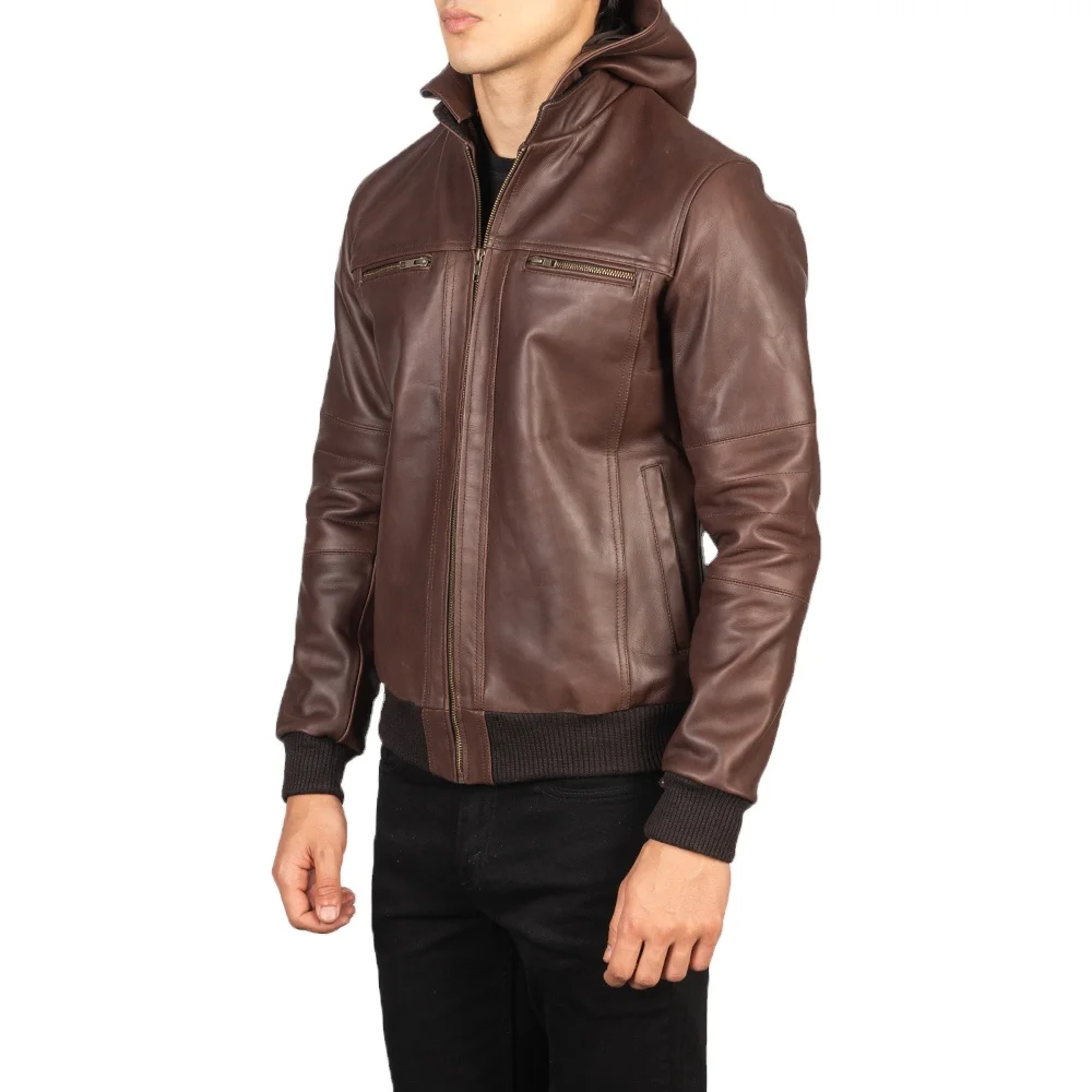 New Fashion Distressed Vintage Leather Jacket Men Genuine Lambskin Mens Leather Jacket