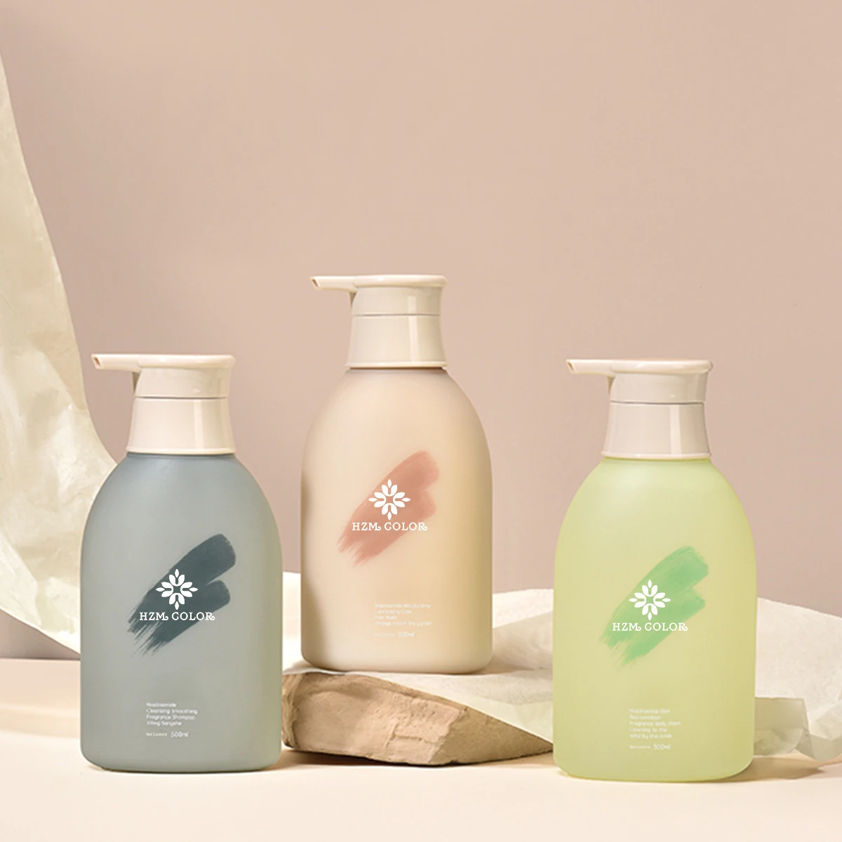 Customized 300ml Empty Body Shower Gel Shampoo Pump Bottle PE Plastic Lotion Bottle With Pump