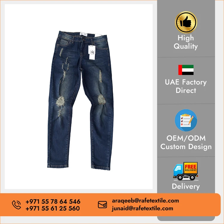 Premium Stretch Classic Fit Denim Ripped Skinny Jeans Women High Quality Custom Logo Wholesale Casual Wear Flared Cotton Branded