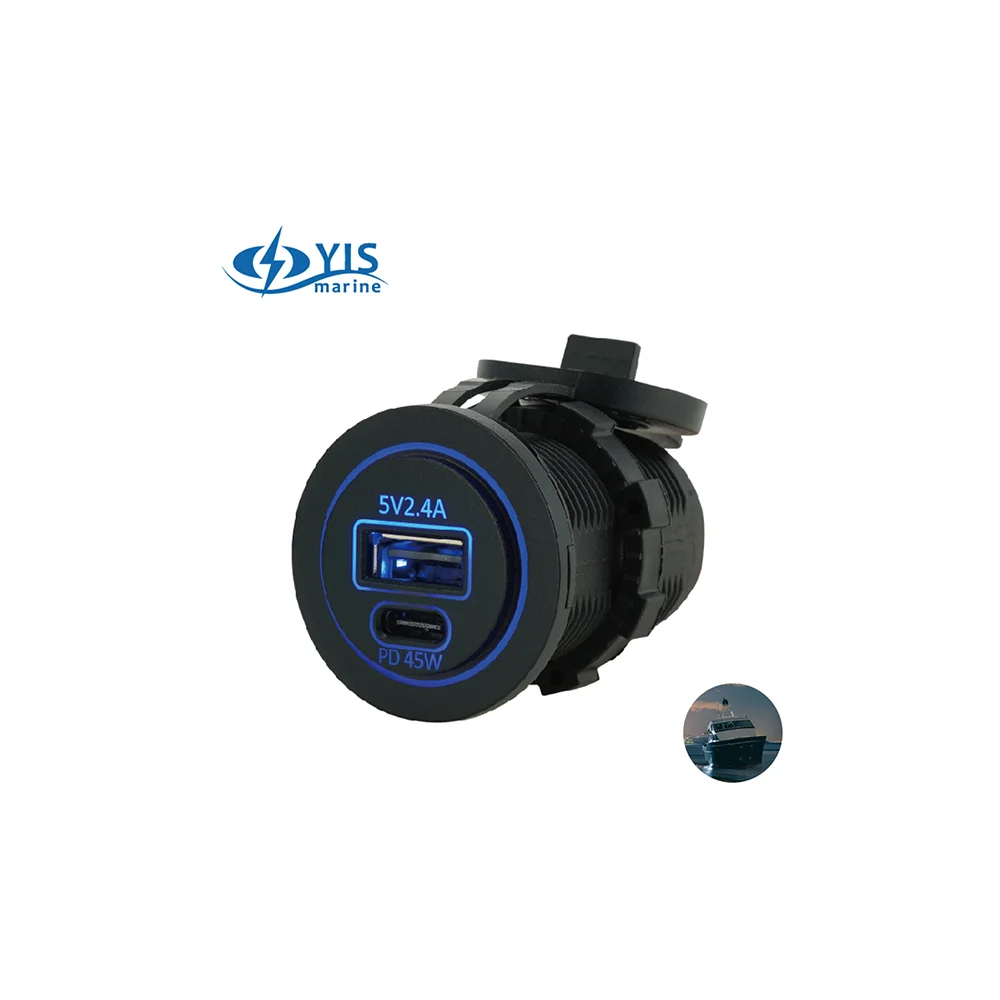 Hot sales dual pd and port car charger socket 12v usb Dual USB Socket suitable for Charging Tablets