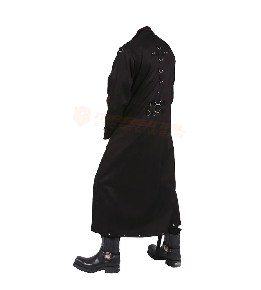 Cotton Punk Long Trench Coat Victorian Style Chains Buckle Fetish Coat Costumes Customized Gothic Coats Men