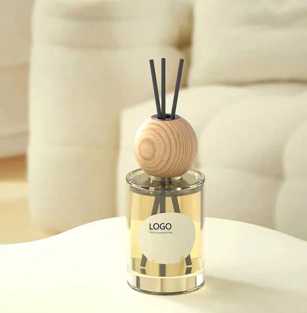 Wholesale Customized Home Decor Luxury Air Freshener Perfume Reed Diffuser With Wood Lid Gift  For Women
